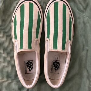 Vans Slip Ons Vertical Green Stripe Mens 10.5 EU 44